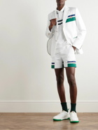 Casablanca - Straight-Leg Logo-Appliquéd Striped Tricot Shorts - White