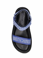 MOSCHINO - 40mm Logo Denim Flats