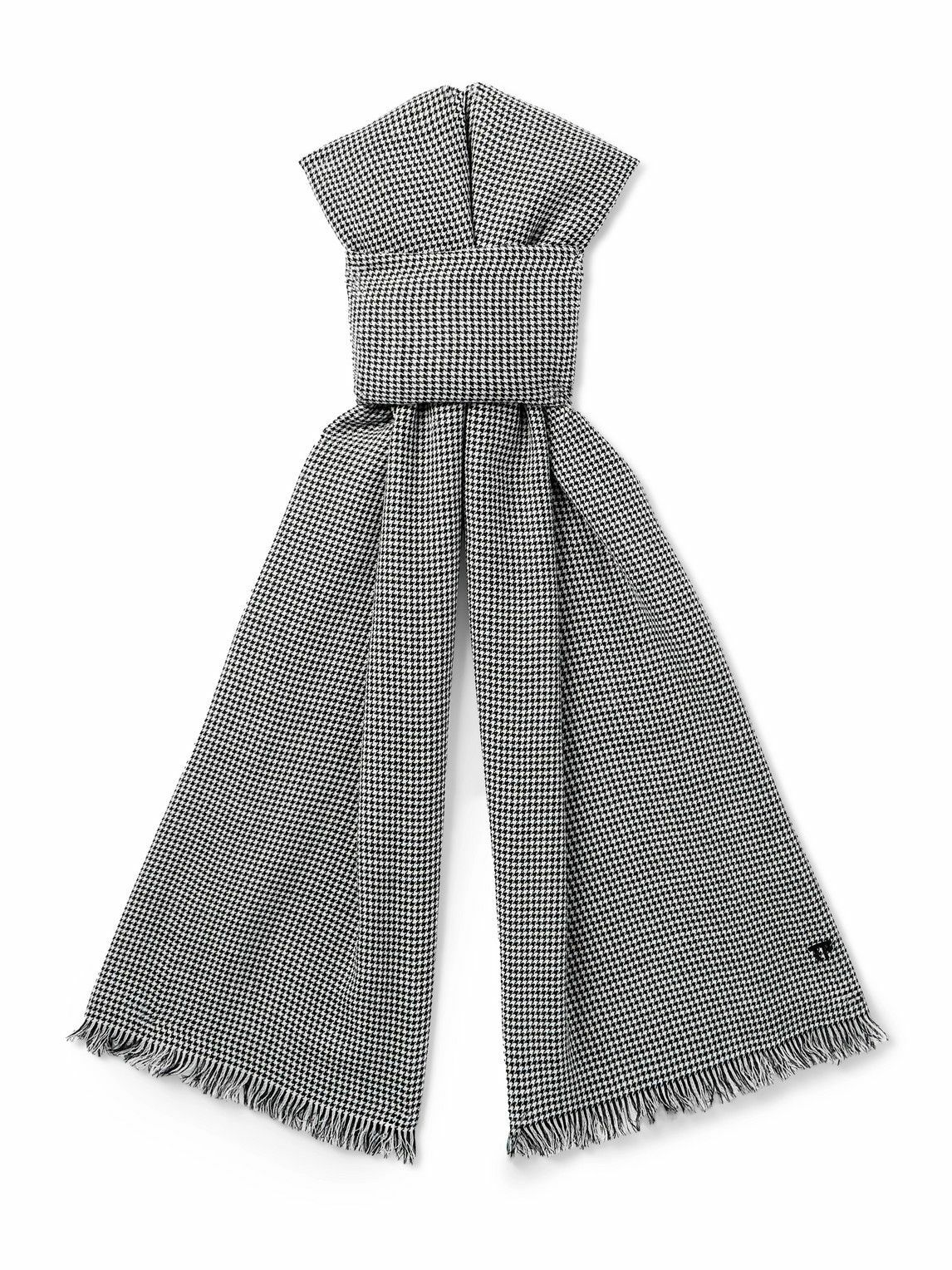 TOM FORD - Frayed Puppytooth Wool Scarf
