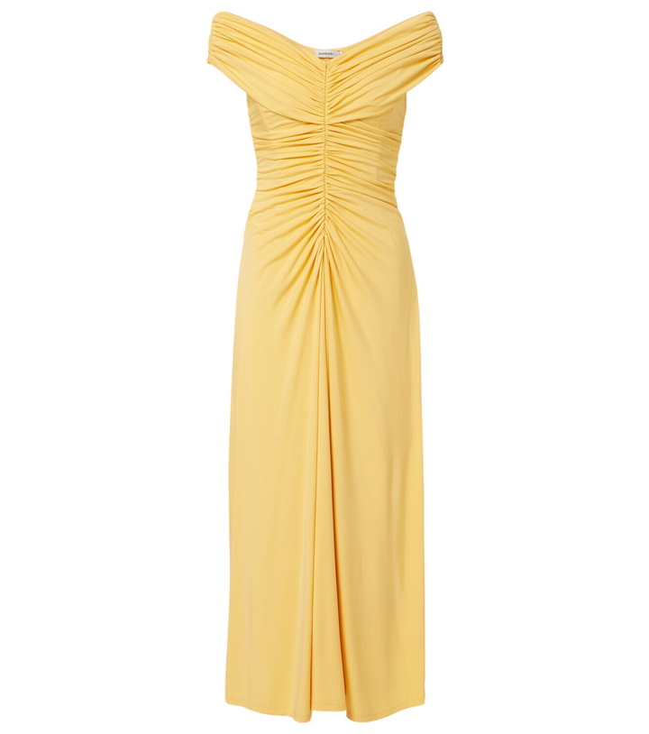 Photo: Simkhai Sheyda ruched jersey midi dress