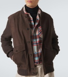 Slowear Cotton-trimmed suede bomber jacket