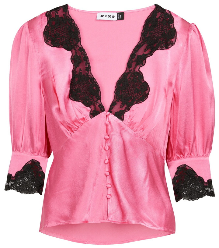 Photo: Rixo Amanda lace-trimmed satin top