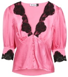 Rixo Amanda lace-trimmed satin top