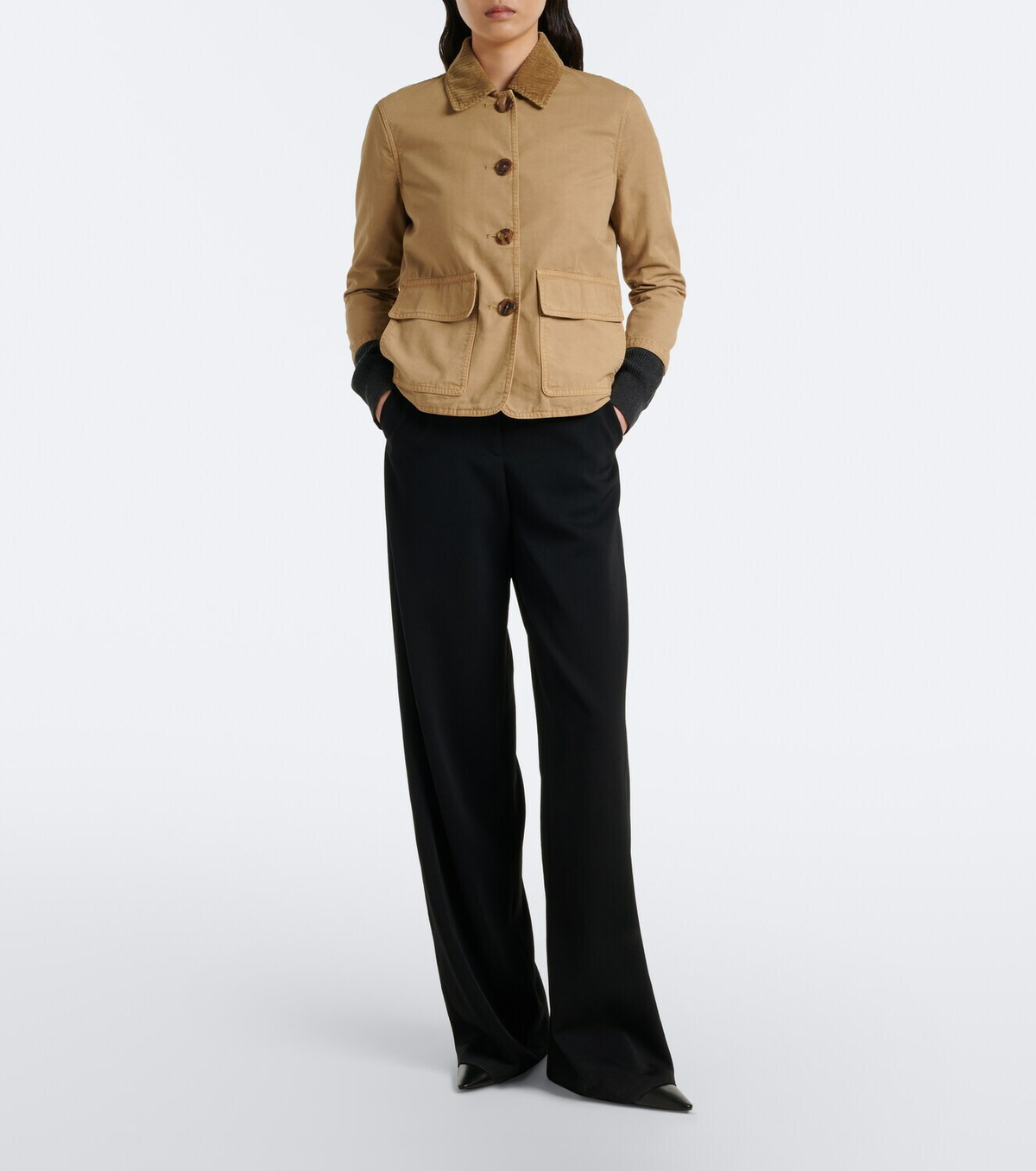 The Row Benka corduroy-trimmed cotton jacket