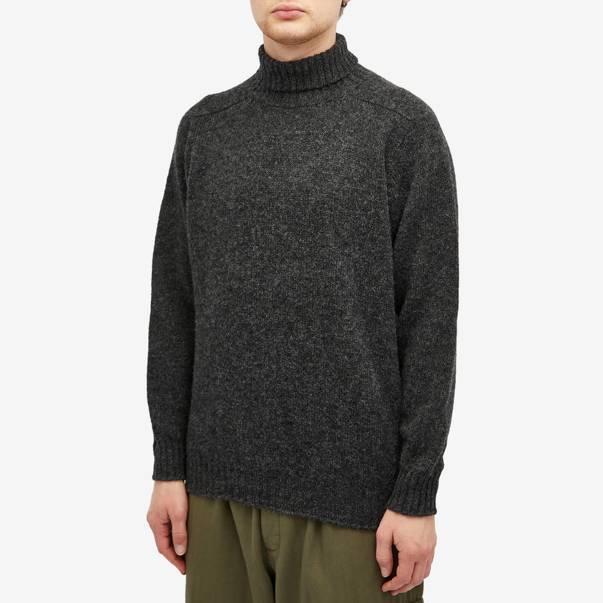 Jamieson's of Shetland Men's Roll Neck Knit in Charcoal