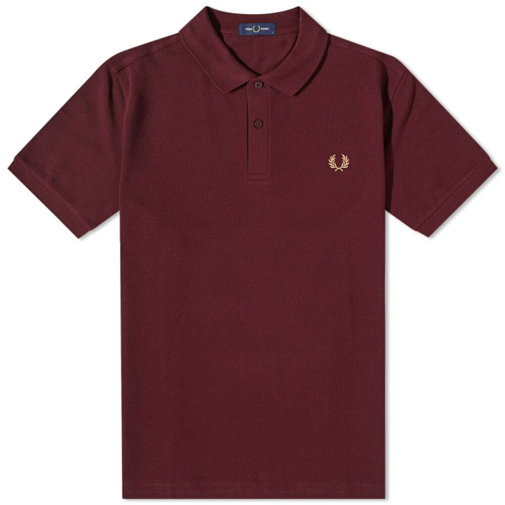 Photo: Fred Perry Men's Slim Fit Plain Polo Shirt in Oxblood