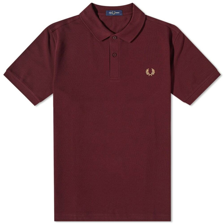 Photo: Fred Perry Men's Slim Fit Plain Polo Shirt in Oxblood