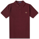 Fred Perry Men's Slim Fit Plain Polo Shirt in Oxblood