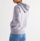 AMI - Logo-Appliquéd Mélange Loopback Cotton-Jersey Hoodie - Gray