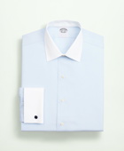 Brooks Brothers Men's Stretch Supima Cotton Non-Iron Pinpoint Oxford Ainsley Collar Dress Shirt | Light Blue