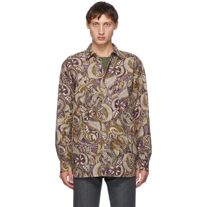 Photo: Dries Van Noten Brown and Purple Quilted Shirt