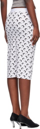 Marine Serre White Moon Printed Jersey Knee Length Midi Skirt