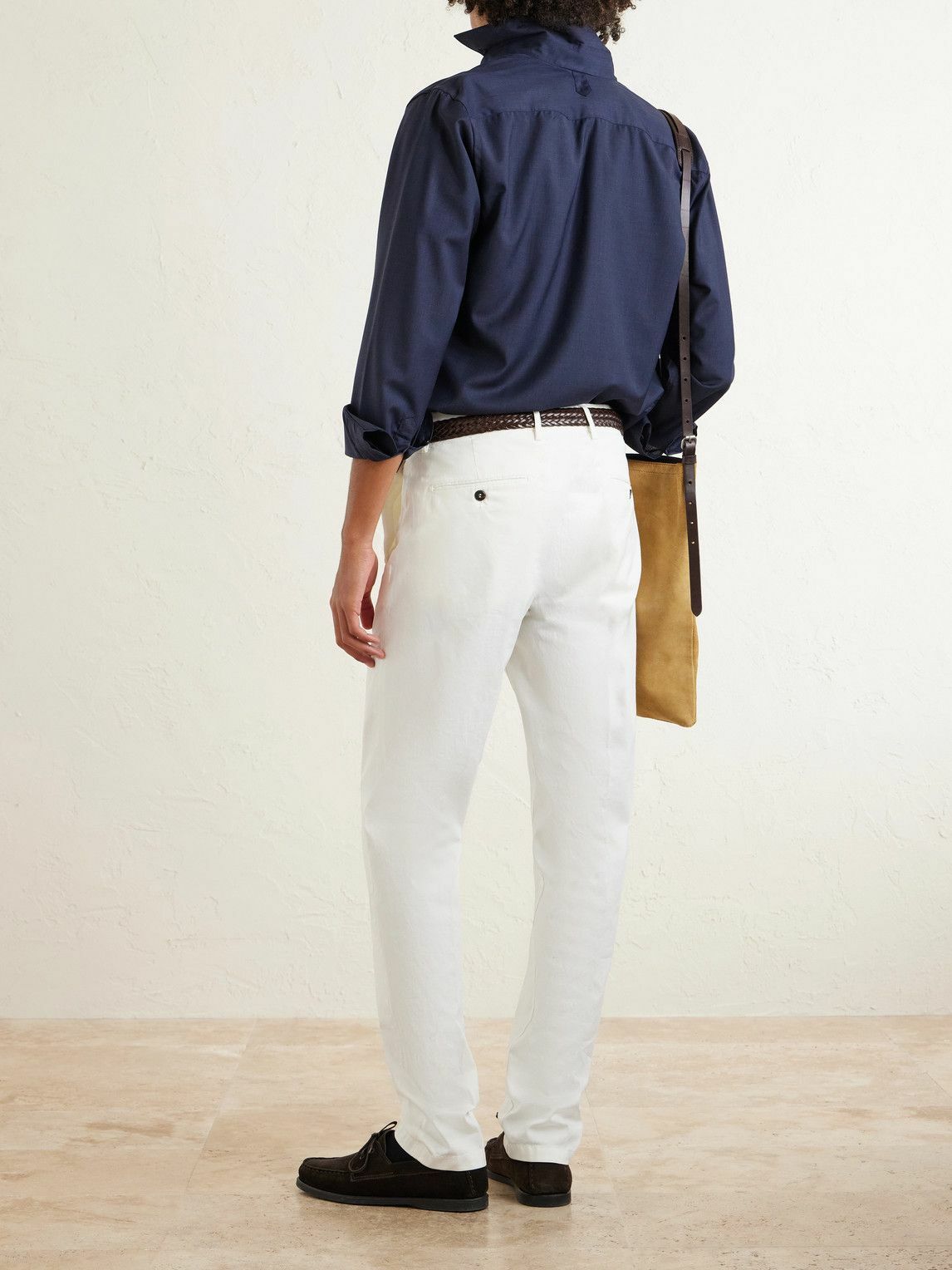 Eleventy - Straight-Leg Stretch-Cotton and Silk-Blend Trousers - White