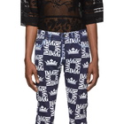 Dolce and Gabbana Blue and White Logo Print Jeans