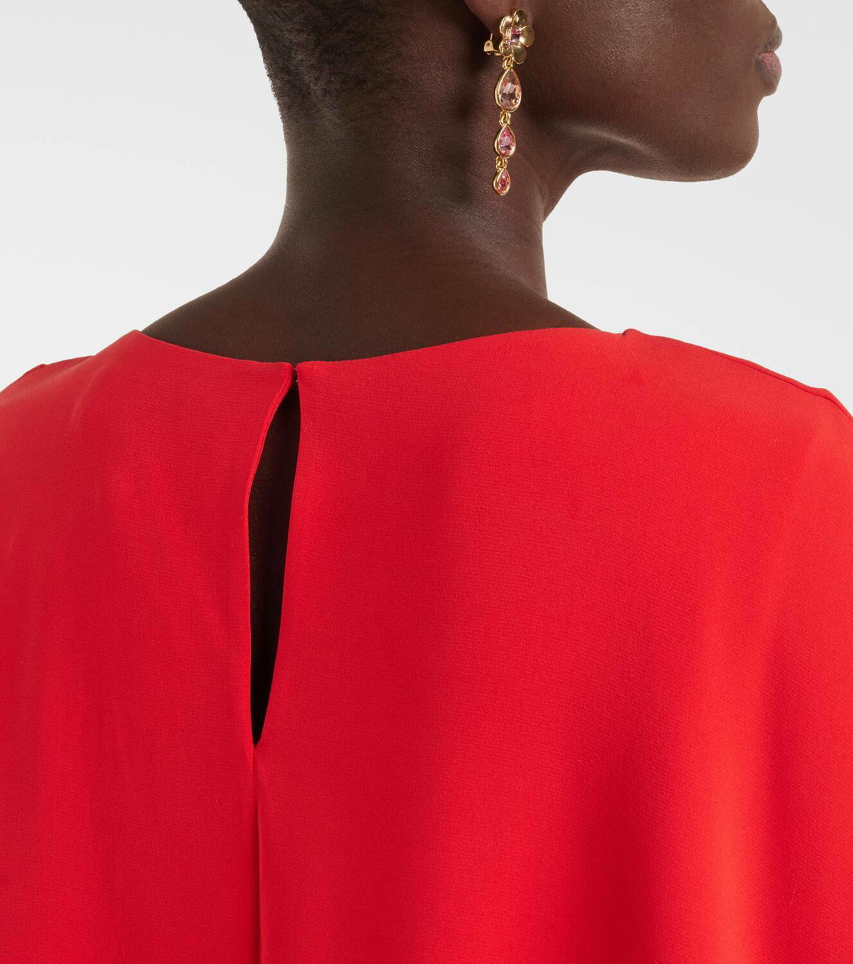 Oscar de la Renta Orchid embellished caped silk-blend gown