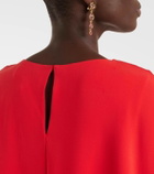 Oscar de la Renta Orchid embellished caped silk-blend gown