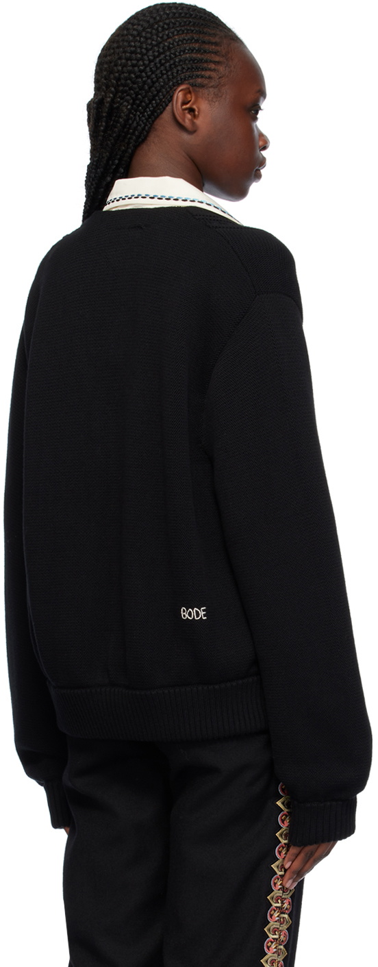 Bode Black Double-Breasted Cardigan Bode