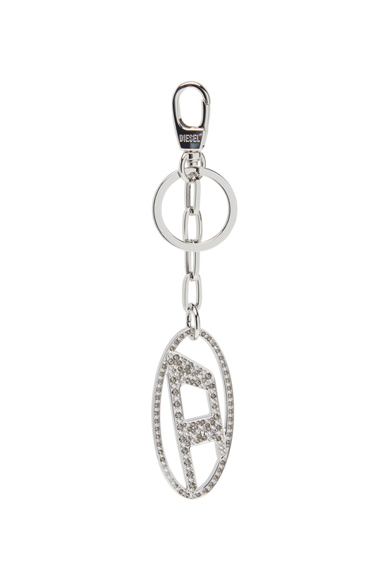 Photo: Diesel Metal Oval D keyring with crystals - Charms and Keyrings Womens in Silver