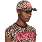 Versace Jeans Couture Brown and Pink Leopard Logo Cap