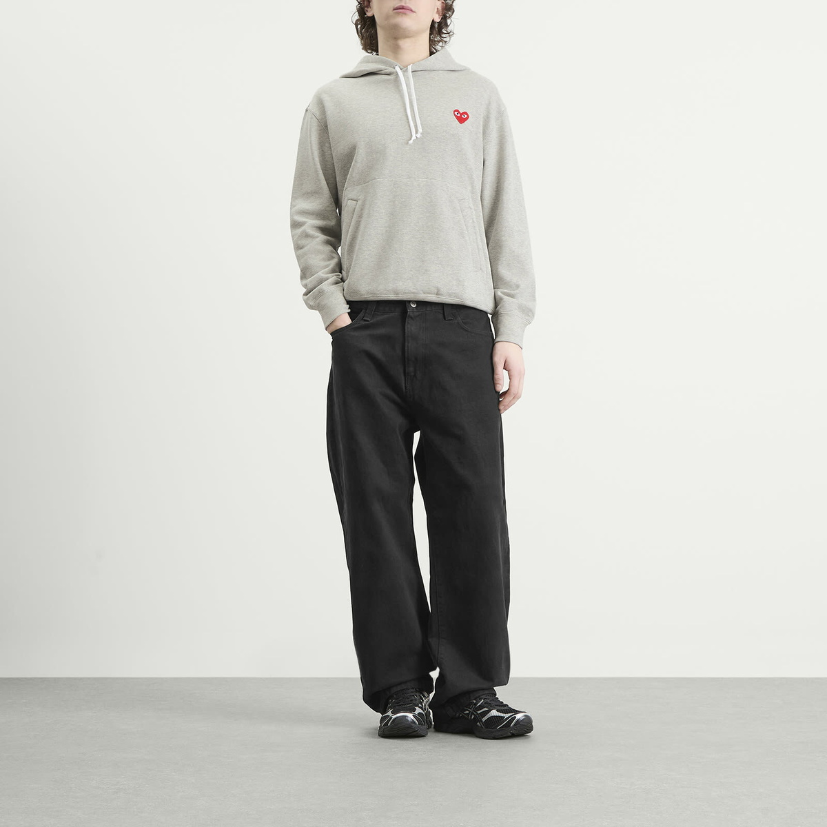 Comme des Garçons Play U Sweatshirt Red Emblem Knit in Grey