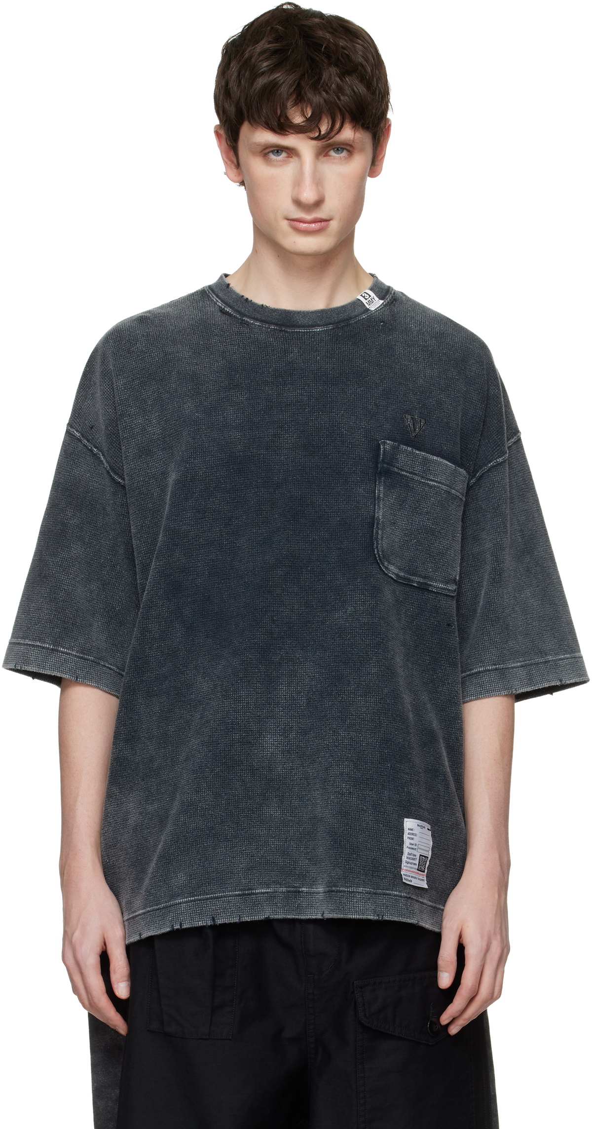 Maison MIHARA YASUHIRO Black Bleached Thermal T-shirt