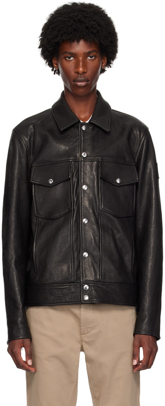 Photo: Belstaff Black Piston Leather Jacket