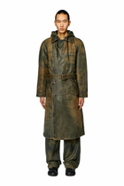 Diesel Trench coat in coated denim - Denim Jackets - Unisex - Brown