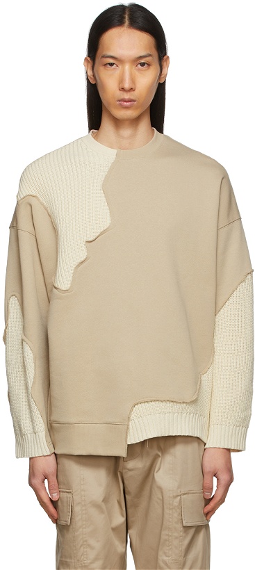 Photo: Li-Ning Beige & Off-White Distressed Sweater