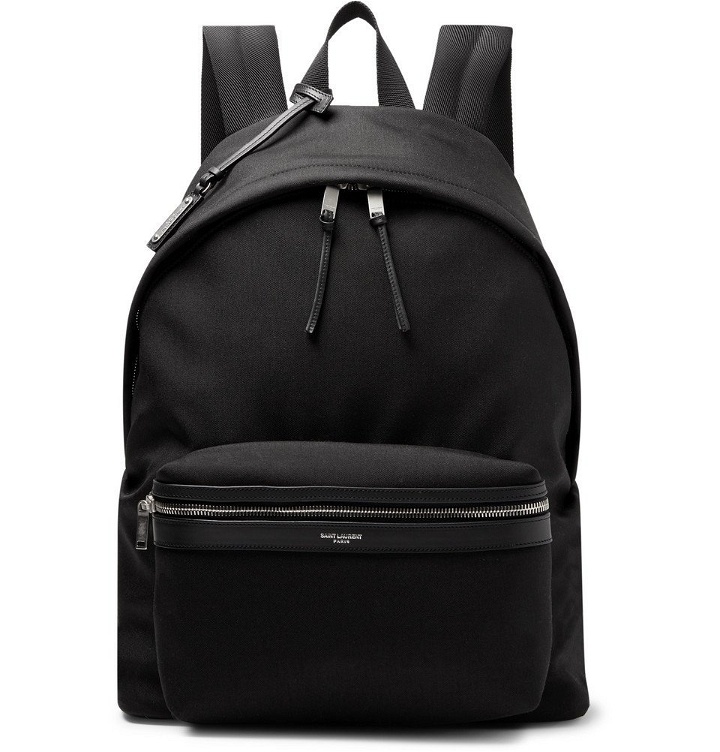 Photo: Saint Laurent - City Leather-Trimmed Canvas Backpack - Black