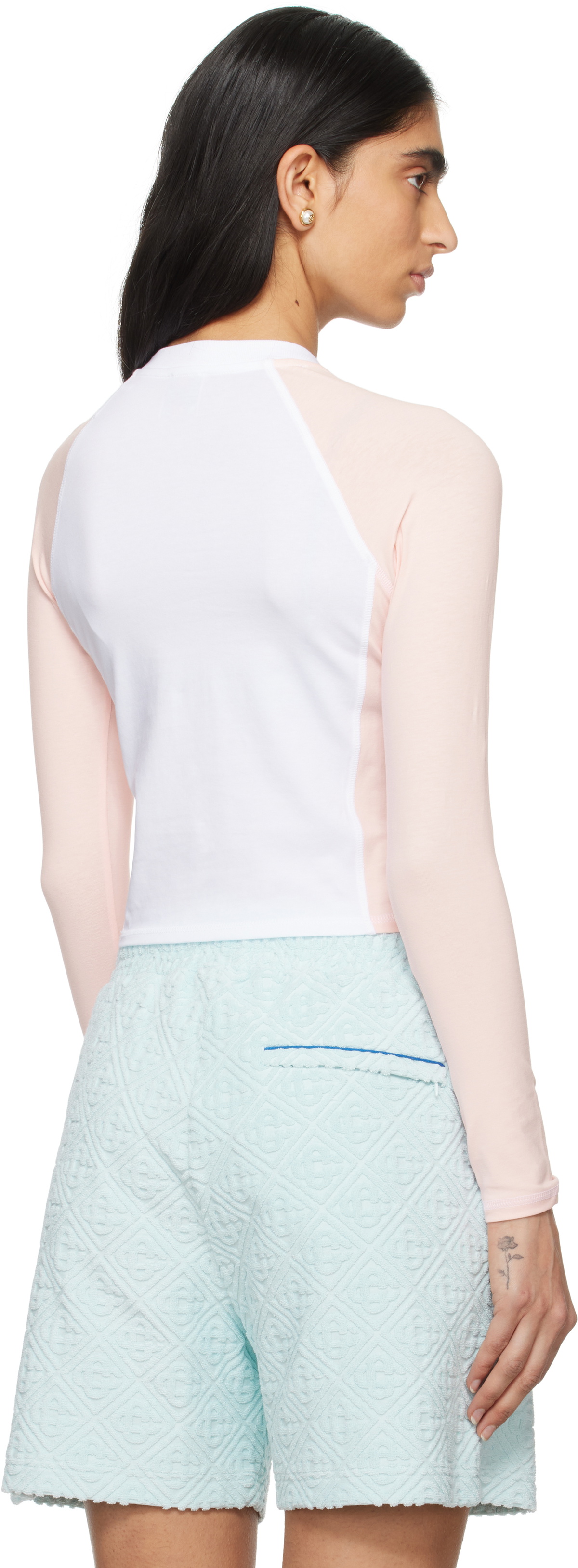 Casablanca White & Pink Raglan Long Sleeve T-shirt Casablanca