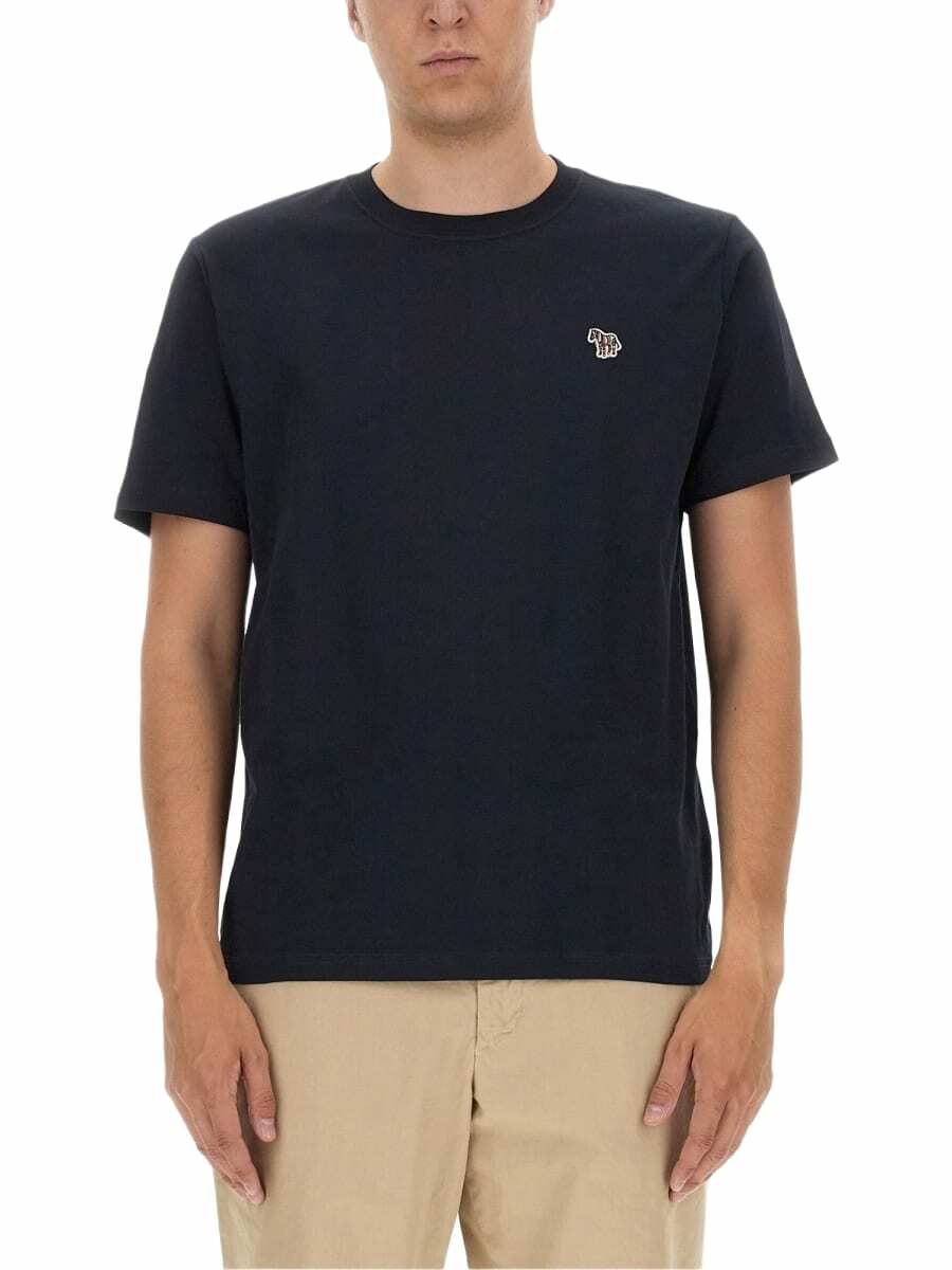 Tシャツ・カットソー PS BY PAUL SMITH Men T Shirts PS Paul Smith Men's Cotton Zebra Logo T-Shirt, Indigo