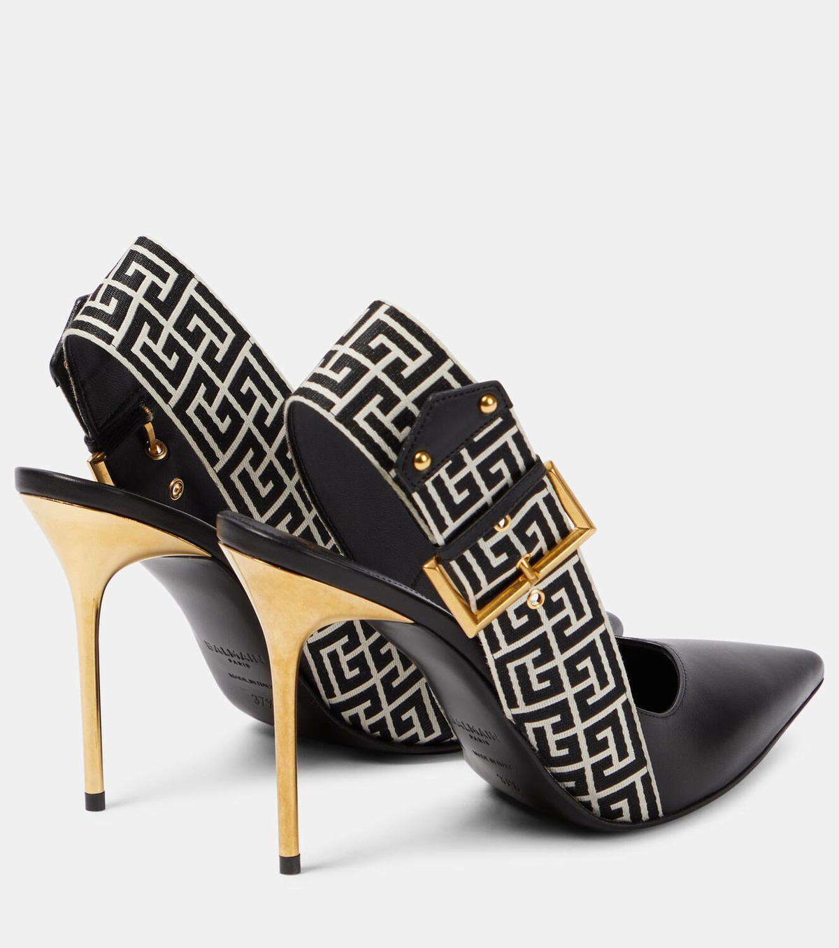 Balmain Ruby monogram leather slingback pumps Balmain