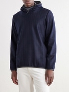 SEASE - Drone Pinstriped Wool-Blend Jersey Hoodie - Blue