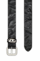 Diesel Logo-plaque wrinkled leather belt - Belts - Unisex - Black