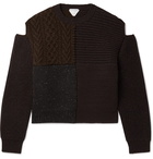 BOTTEGA VENETA - Cutout Patchwork Wool Sweater - Brown