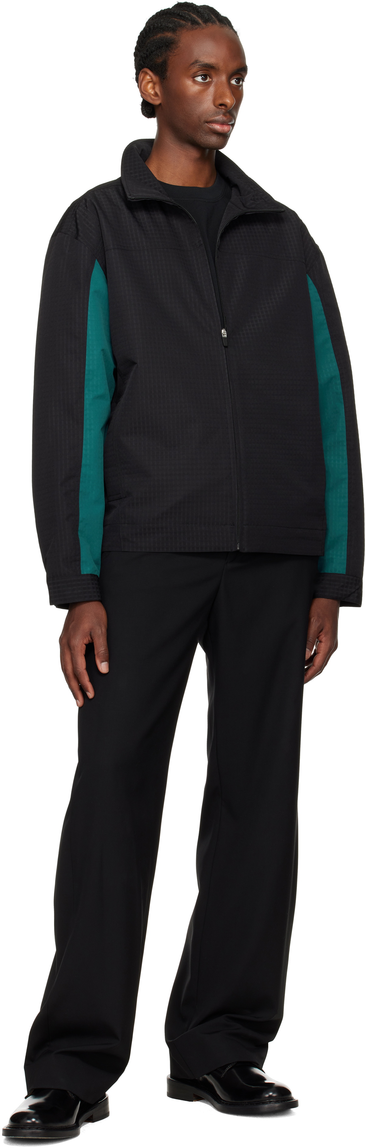 Metalwood Studio Black & Green Textured Tour Jacket