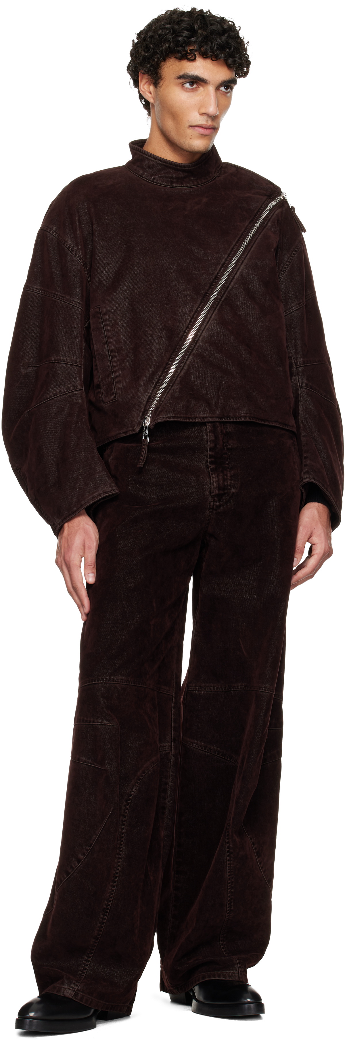 Jean Paul Gaultier Brown Minimal Moto Trousers