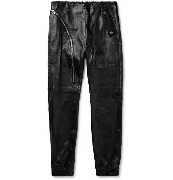 Photo: Rick Owens - Slim-Fit Leather Trousers - Black