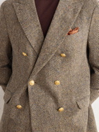 Slowear - Incotex Double-Breasted Herringbone Shetland Wool-Twill Blazer - Brown