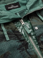 Stone Island Shadow Project - Logo-Appliquéd Printed Linen and CORDURA-Blend Hooded Parka - Green