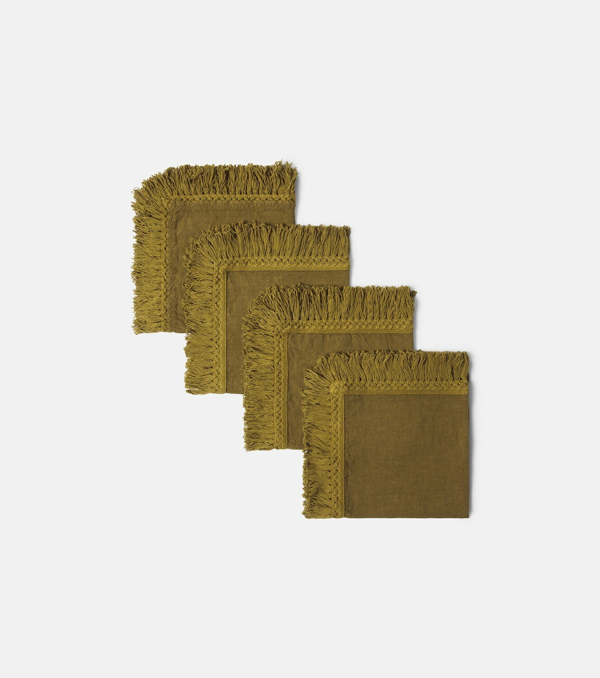 Once Milano Set of 4 fringed linen napkins