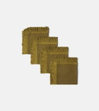 Once Milano Set of 4 fringed linen napkins