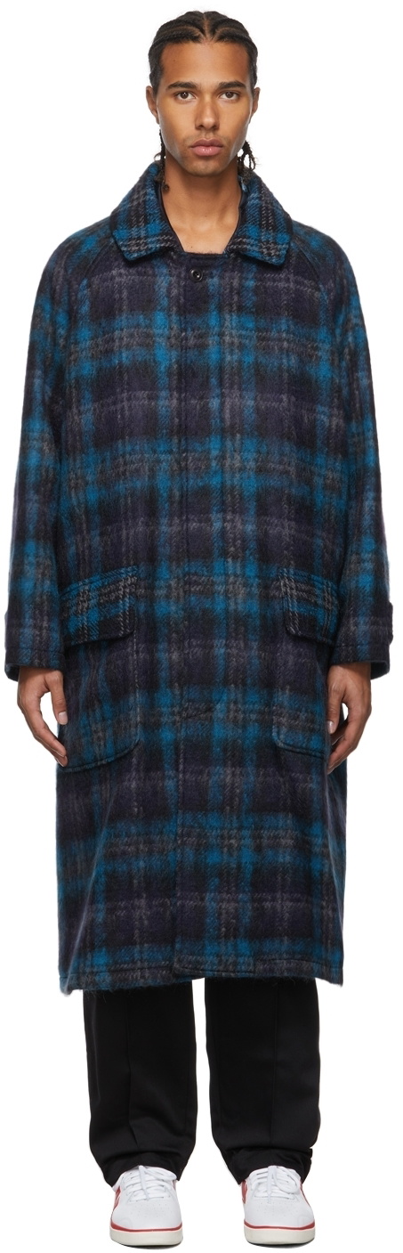 Nicholas Daley Navy Lochcarron Big Mac Coat Nicholas Daley