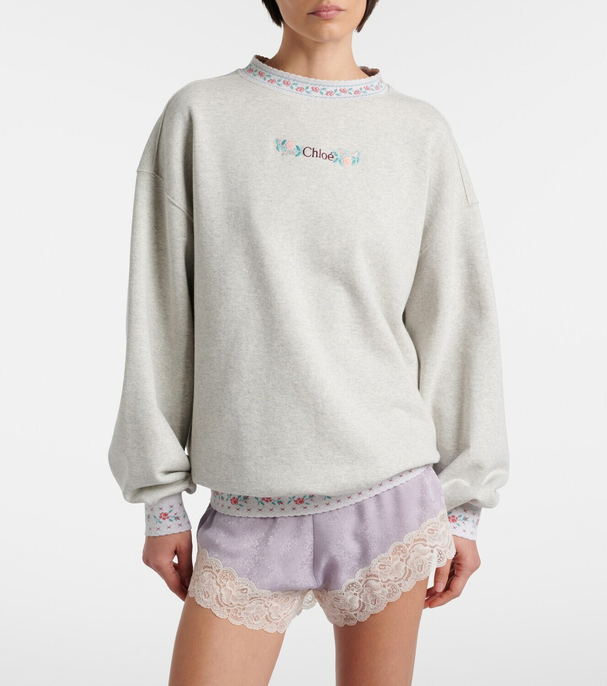 Chloé Embroidered cotton jersey sweatshirt
