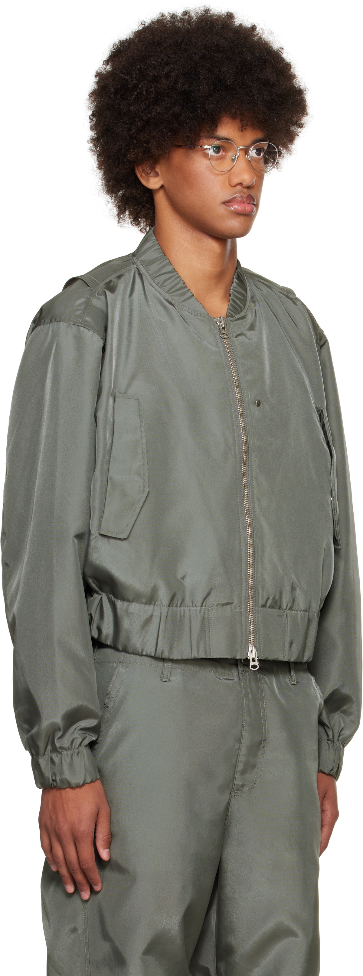 Karmuel Young Gray Molded Bulk Bomber Jacket