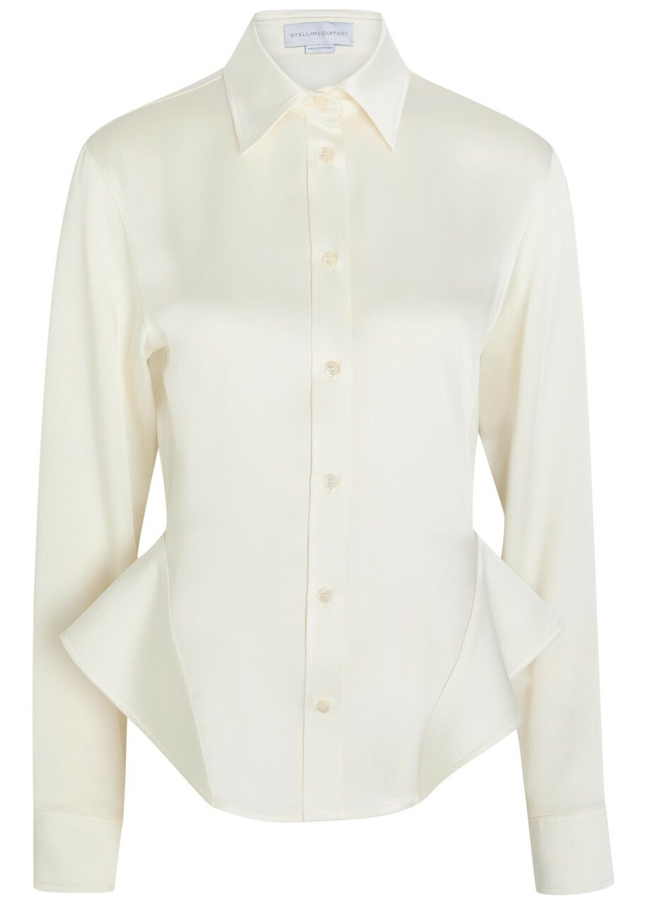 Stella Mccartney Peplum Satin-crepe Shirt Cream