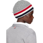 Thom Browne Gray Cable & Rib Merino Wool RWB Stripe Beanie