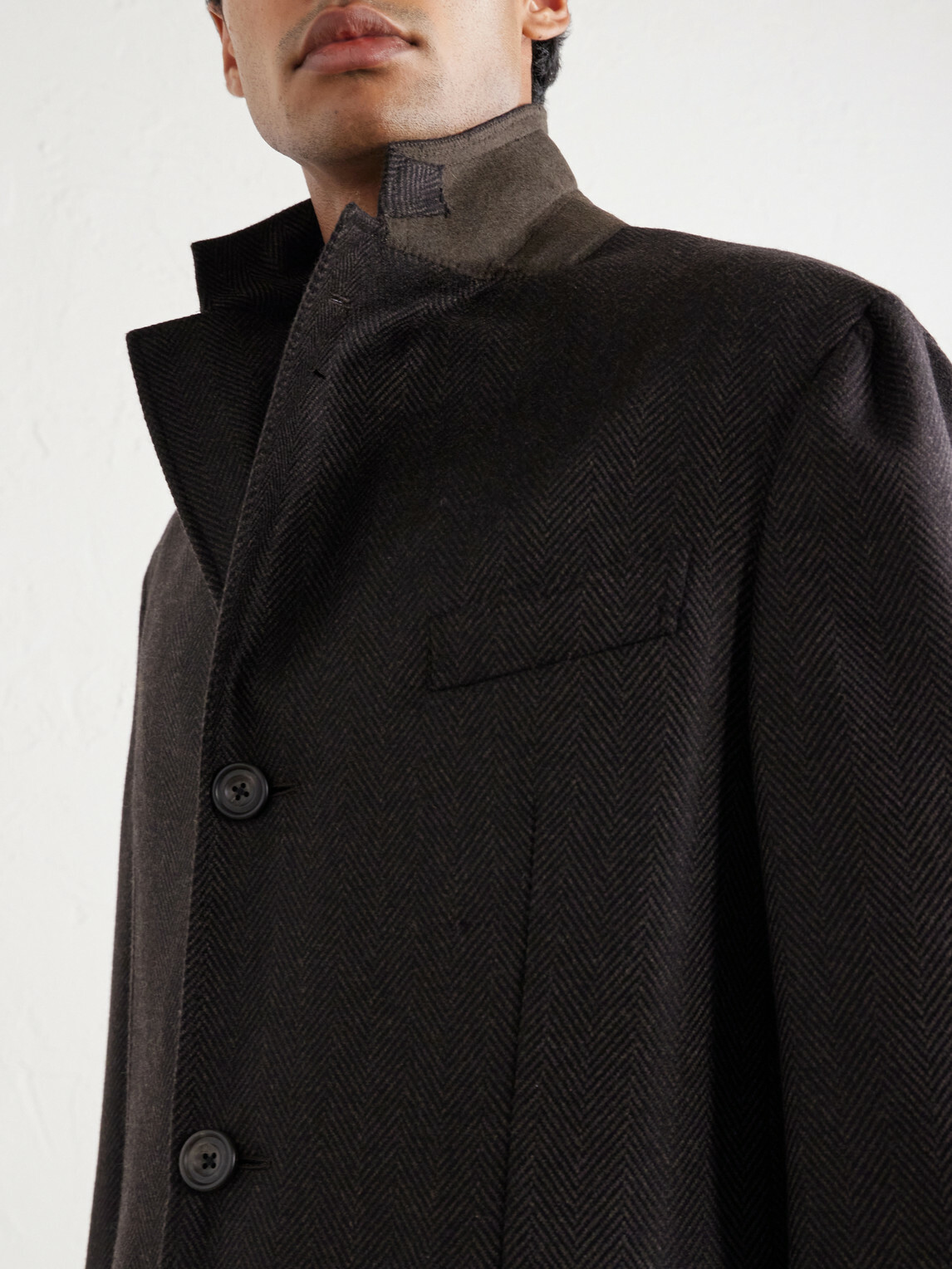 Thom Sweeney - Herringbone Wool Coat - Brown