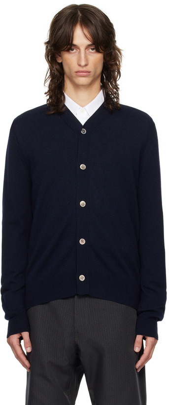 Photo: Comme des Garçons Homme Deux Navy Buttoned Wool Cardigan