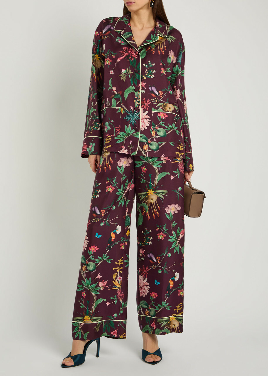 LA Double J Zooflora Printed Silk-twill Shirt Multicoloured